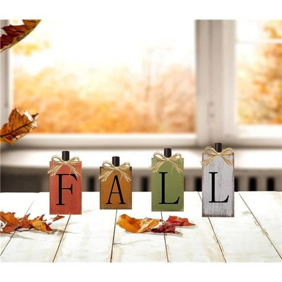 Thanksgiving Fall Signs Wooden Table Sign Vintage Farmhouse Fall Block Sign - Picture 6 of 7